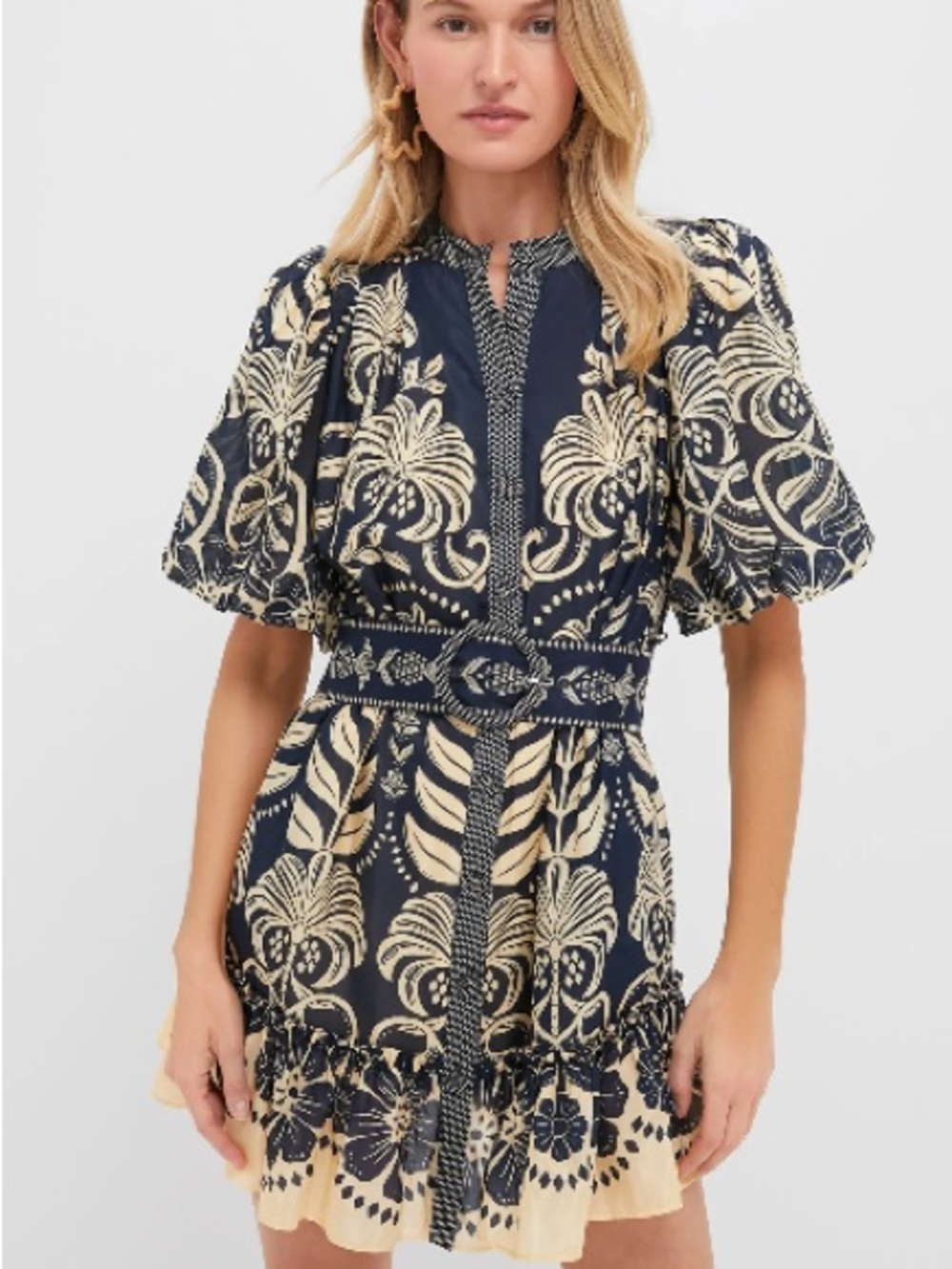 NWOT FARM RIO Navy Blue Ainika Tropical Splendor Mini Dress
